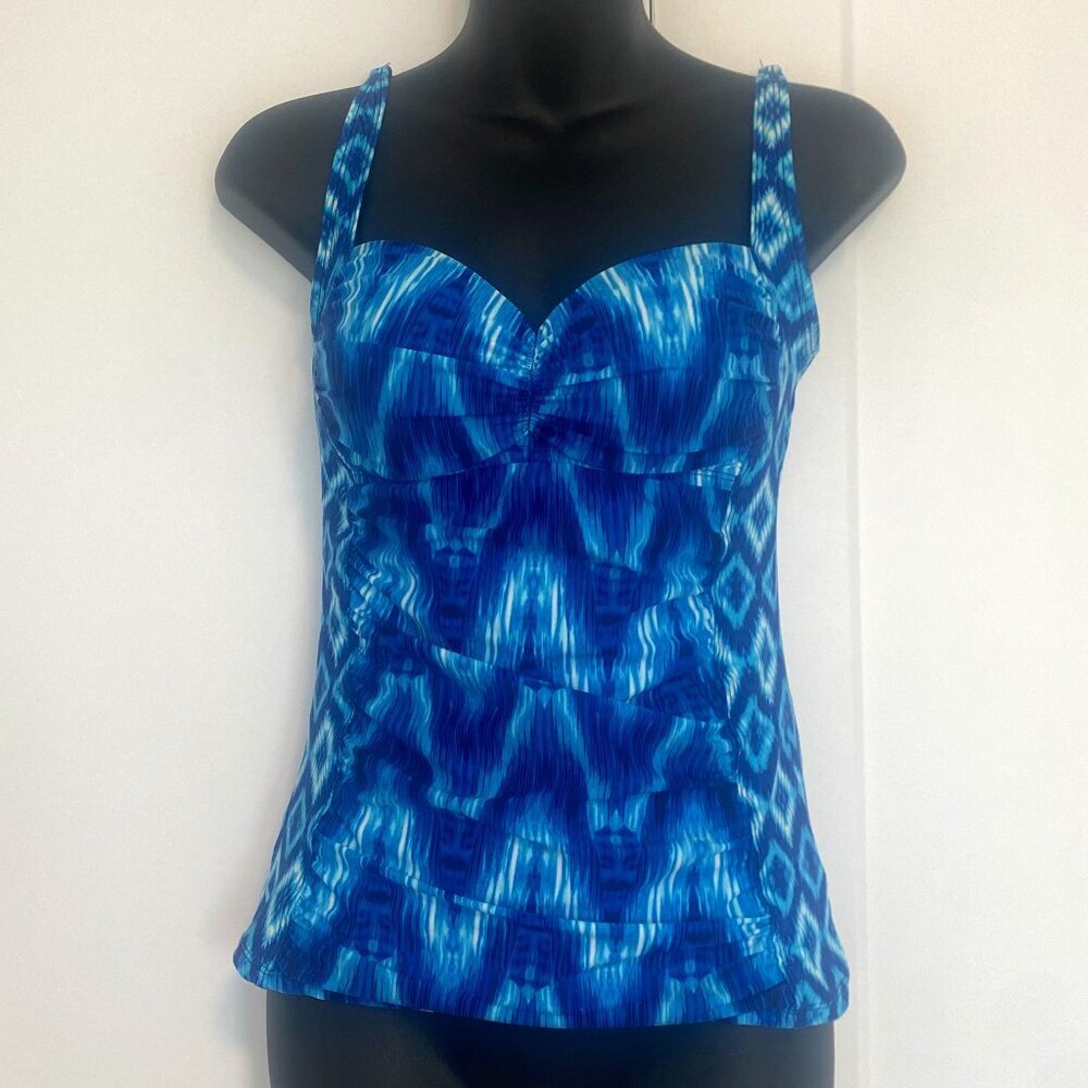 La‎ Blanca Blue Wrap Slimming Swim Tankini Top Women's Size 6